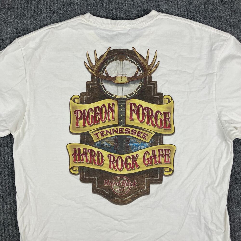 Hard Rock Cafe T-Shirt Mens Size L White Pigeon Forge Graphic Tee Casual